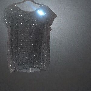Gap Sequin Embellished Black Top
